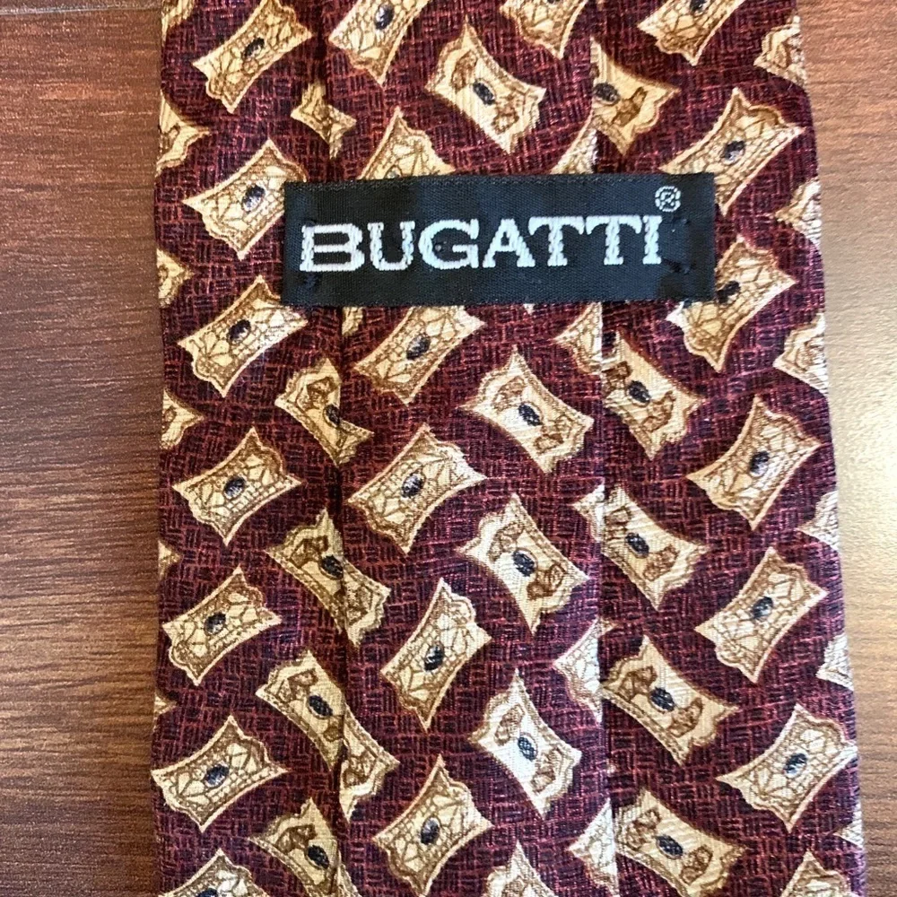 BUGATTI Burgundy/Red Silk Necktie